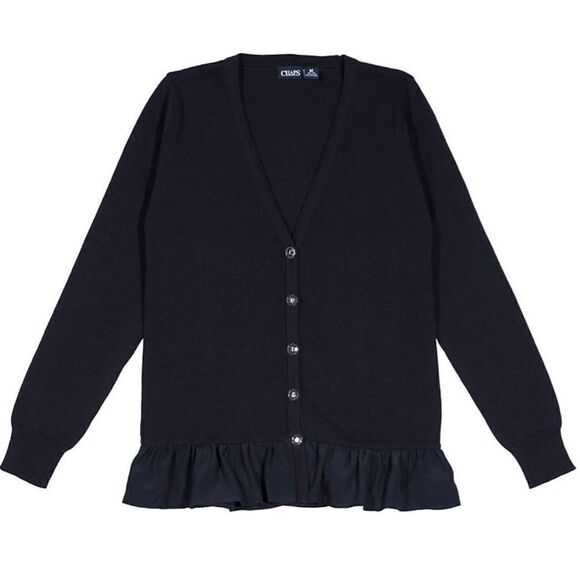 CHAPS GIRLS XL(16) Ruffled NAVY Cardigan Sweater - Picture 6 of 7